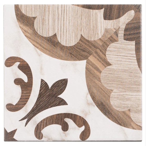 Andova Tiles SAMPLE-Istanelle Clarice Brown 8-in. Encaustic Matte Porcelain Wall & Floor Tile SAM-ANDIST1120 - main