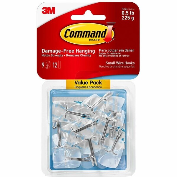 Command Wire Hook, 05 lb, 9Hook, Plastic, Clear 17067CLR-VP - main