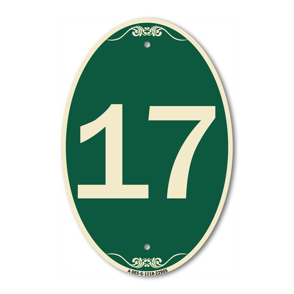 Signmission Number 17, 12 Inch X 18 Inch Architectural Oval, Heavy Gauge Aluminum A-OV-G-1218-22905 - main