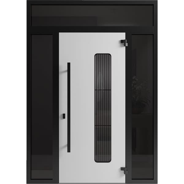 Vdomdoors Front Exterior Aluminum Door Ronex0511 Bronze Oak Prehung Entry Steel Metal Modern Painted RONEX0511EXD-BRW-W16+36+16xH80+16-RH-I - main