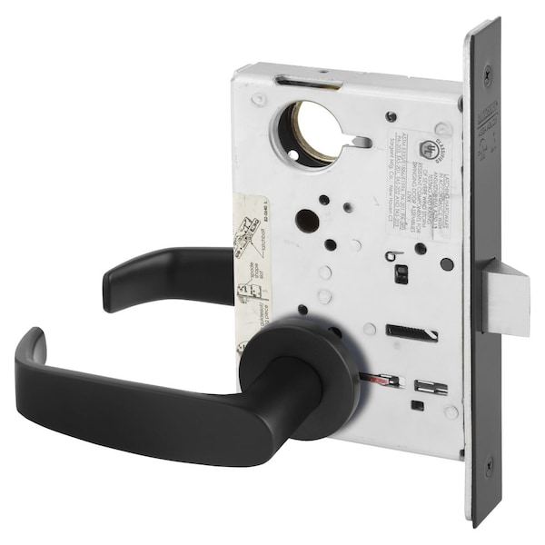 Sargent Grade 1 Passage or Closet Mortise Lock, L - Lever, LN - Rose, Field Reversible, ASA Strike, Black S 8215 LNL BSP - main