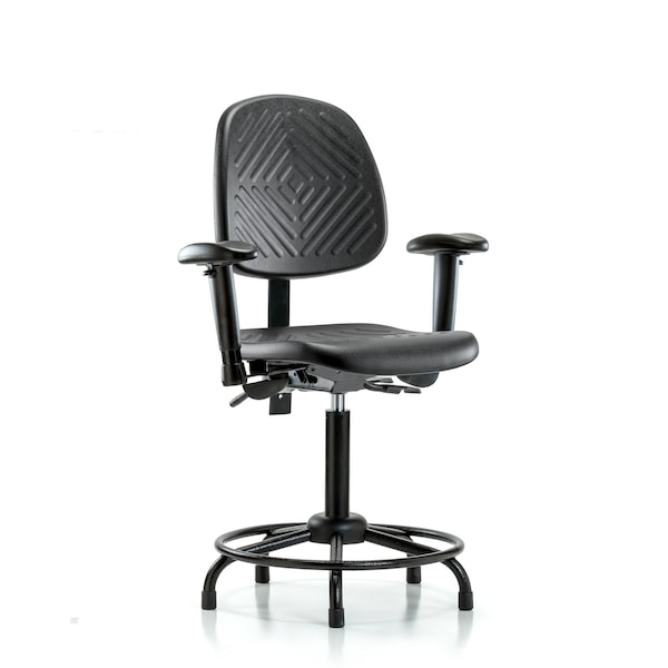 Blue Ridge Ergonomics Benchch Chair, Poly, Med, Bk, RT, AA Glides, 6-Way Adjustable, 19-1/2" to 27-1/2" Height, Black; Blue BR-PMBCH-MB-RT-T0-A1-RG - main