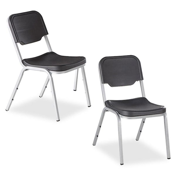 Iceberg Rough n Ready Stack Chair, Black Seat and Back, Charcoal Frame, Up to 300lbs, 4 PK 64111 - main