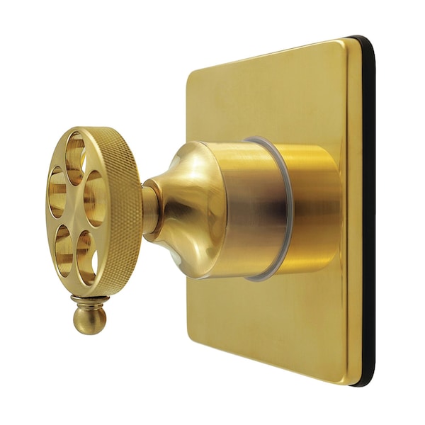 Kingston Brass Single-Handle Six-Way Diverter Valve with Knurled Handle and Square Trim Kit, Brushed Brass KS4047RKZ - main