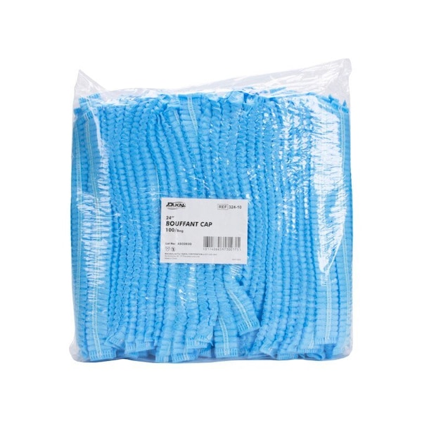Dukal 324-10 Disposable Bouffant Cap, Blue, Spunbond Polypropylene, 16 GSM, 24", 100PK 324-BAG - main