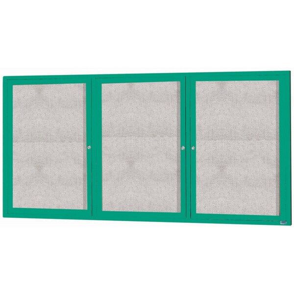 Aarco Outdoor Enclosed Bulletin Board w/ Al Frame, Powder Coated Green, 48''Hx96''W ODCC4896-3RG - main