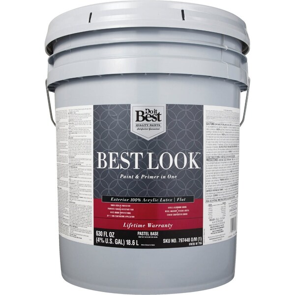 Do It Best 100% Acrylic Latex Premium Paint & Primer In One Flat Exterior House Paint Pastel Base 5 Gal. HW35W0796-20 - main