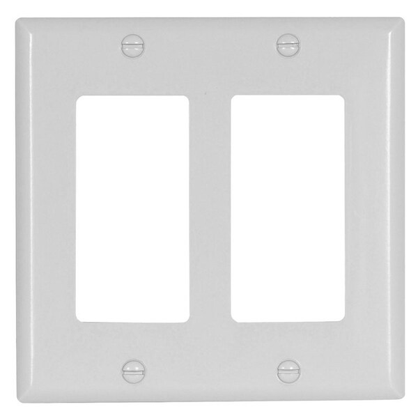 Arrow Hart Eaton Wallplate, 4-1/2 in L, 4.56 in W, 2-Gang, Thermoset, White, High-Gloss 2152W-BOX - main