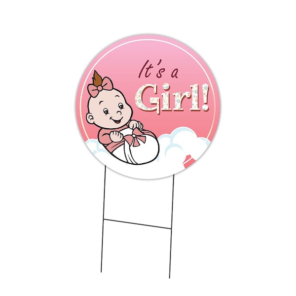 Signmission Its A Girl Double Sided Corrugated Plastic Circle Yard Sign C-16-CIR-DS-WS- Its a Girl - main