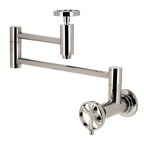 Kingston Brass Wall Mount Pot Filler Faucet, Polished Nickel KS8106RX - main
