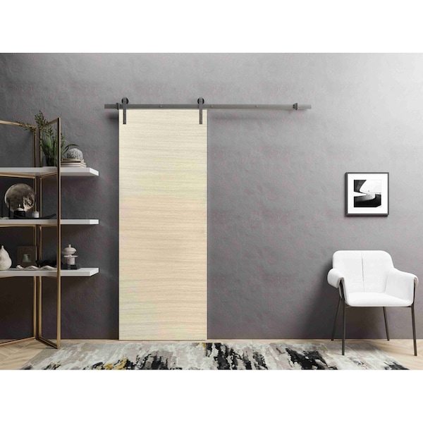 Sartodoors Sliding Barn Door with 6.6ft Hardware, Planum 0010 Natural Veneer, Rail Hangers Sturdy Silver Set, PLANUM0010BD-S-SHP-18 - main