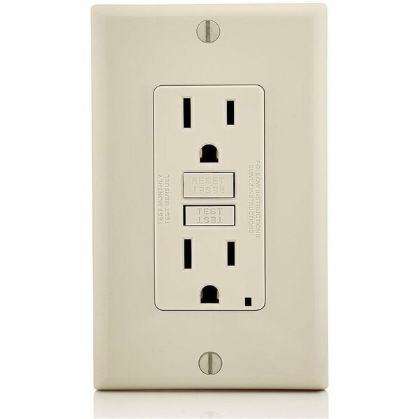 Leviton Self-Test GFCI Receptacle, Non-Tamper Resistant Duplex, 15 Amp, 125 Volt, 5-15R NEMA GFNT1-T - main