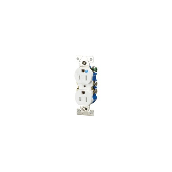 Eaton Wiring Devices Straight Blade Receptacle, 5-15R, 15 A, 125V AC, 2 Pole, 3 Wire, Flush Mount, Grounded TWR270W - main