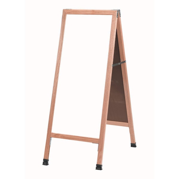 Aarco A-Frame Sidewalk Board, White Melamine Markerboard and Solid Red Oak Frame, 42''Hx18''W A-35 - main