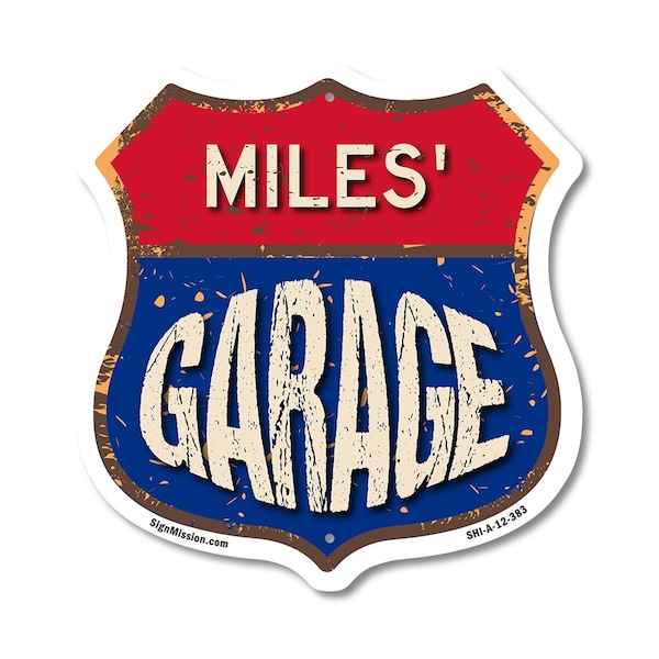 Signmission Miles's Garage, 12 Inch X 12 Inch, Aluminum Metal Sign SHI-A-12-383-MILES - main