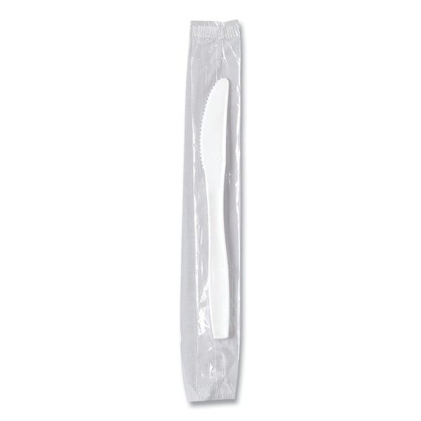 Solo Regal Mediumweight Cutlery, Individually Wrapped, Knife, Plastic, White, 1000PK MOW2-0007 - main