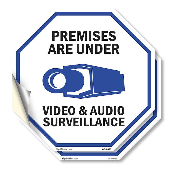 Signmission Premises Are Under Video & Audio Su, 4 inch X 4 inch, Vinyl Decal, 2PK OC-D-2PACK-4-20 - main