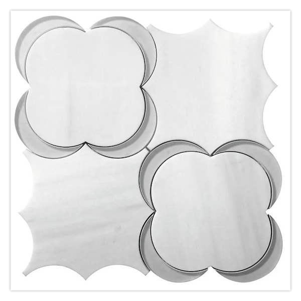 Apollo Tile 11x11 White, Gray Dolomite, Glass Marble, Floral, Star Wall and Floor Tile 4.28 sq ft/case, 5PK APLTRL8812A - main