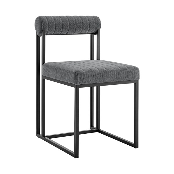 Homeroots Set of Two Gray And Black Upholstered Polyester Open Back Dining Side Chairs 569414 - main