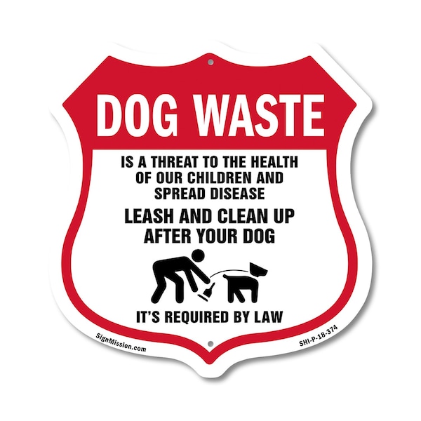 Signmission Dog Poop Shield Sign Dog Waste Is A Thre, 18 Inch X 18 Inch, Plastic Sign SHI-P-18-374 - main