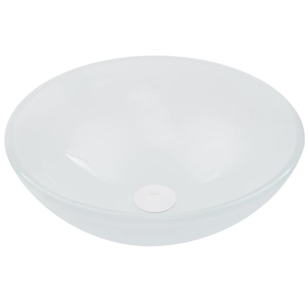 Vigo Giovanni Frosted White Glass 17 in. L x 17 in. W x 6 in. H Round Vessel Bathroom Sink VG07043 - main