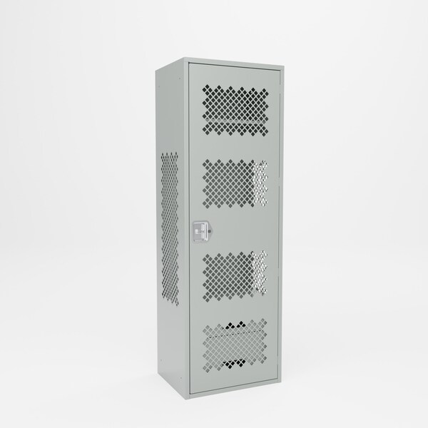 Pucel Athletic Gear Locker, 24 in W x 72 in H x 18 in D, 2 Drawers, Perforated Door, Gray GL-2472-18-DR2-D - main