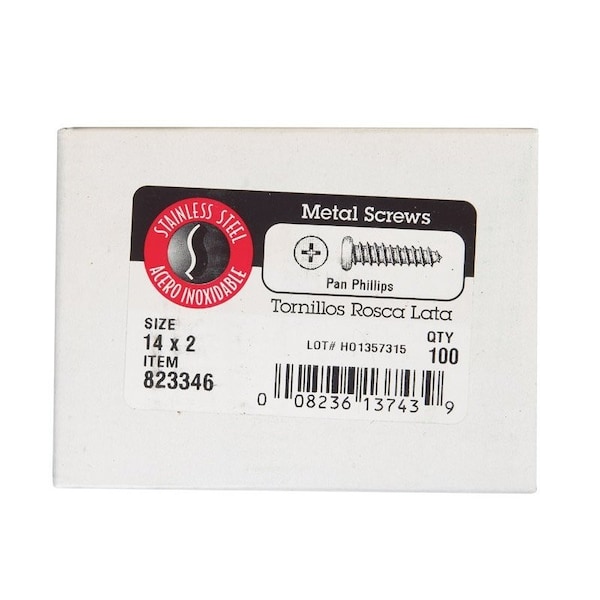 Hillman Sheet Metal Screw, Pan Head Phillips Drive, 100 PK 0823346 - main