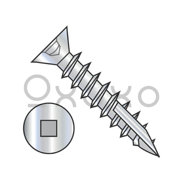 Oxoxo 9-10X3/4 #2 Square Drive Flat Head No Nibs Deep Thread Type 17 Full Thread Zinc Bake, 6000PK 558166 - main