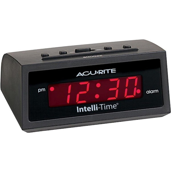 Acurite Intelli-Time Alarm Clock, Black 13002A3 - main