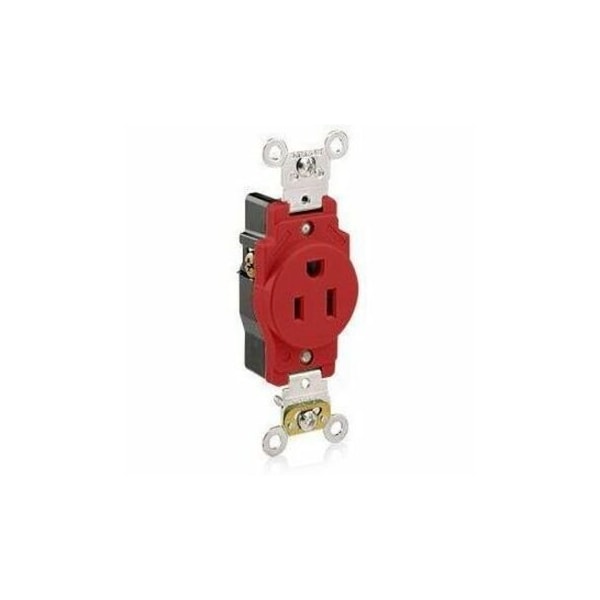 Leviton Straight Blade Receptacle, 5-15R, 15 A, 125V AC, 2 Pole, 3 Wire, Flush Mount, Self-Grounded 5261-R - main
