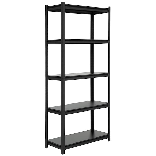 Shuntong Metal Shelving 5-Tier 34 in.W x 14 in.D x 72 in.H, Concealed Post, Laminated Boards - Black Wrinkle Textured Finish SH-ZCP-341472-5B-WB - main