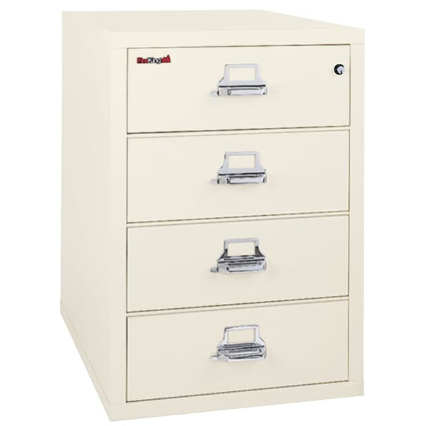 Fireking 4 Drawer, 1 Hr Fire, Vertical, 25" wide for Card Check & Notes Ivory White 4-2536-CIW - main