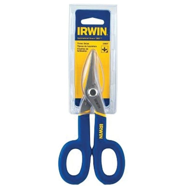 Irwin 23007 Tinner Snip, 7 in OAL, 2 in L Cut, Curved, Straight Cut, Steel Blade, DoubleDipped Handle IW23007 - main