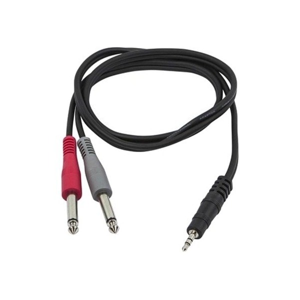 Monoprice 1/8" TRS male to two 1/4" TS male cable - 5 feet 601045 - main