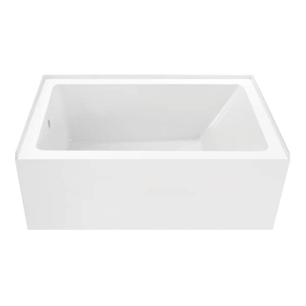 Kingston Brass 54" Acrylic Rectangular 3-Wall Alcove Tub, Left Hand Drain, Glossy White VTAP5436L22 - main