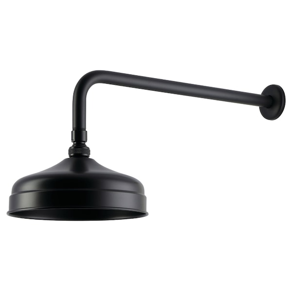 Kingston Brass 8" Round Raindrop Brass Shower Head with 17" Shower Arm, Matte Black K124K10 - main