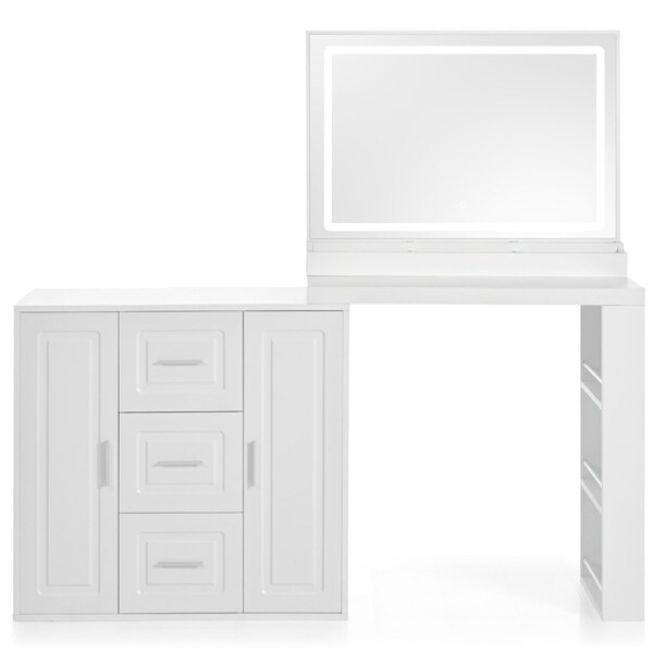 Homeroots 59" White Wood Lighted Three Drawer Dresser 714269 - main