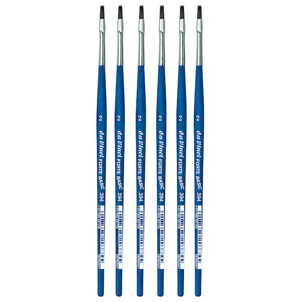 Da Vinci FORTE BASIC Student Brush, Synthetic, Acrylic, Flat, Series 394, Size 2, 6PK VA-394_2 - main