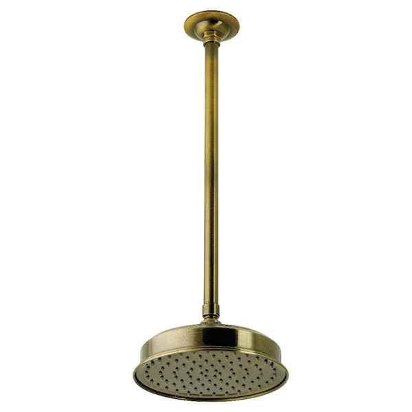 Kingston Brass 8" Round Brass Shower Head with 17" Ceiling Mounted Shower Arm, Antique Brass K324K23 - main