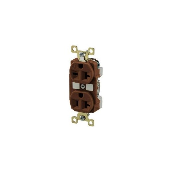 Bryant 20A 125/250V Industrial Grade Duplex Receptacle, Brown 5492 - main