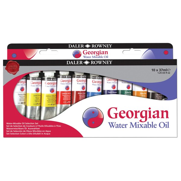 Daler-Rowney Georgian Water Mixable Oil Paint, Selection Set, Assorted Colors, 37ml, 10-Piece Set D119900650 - main