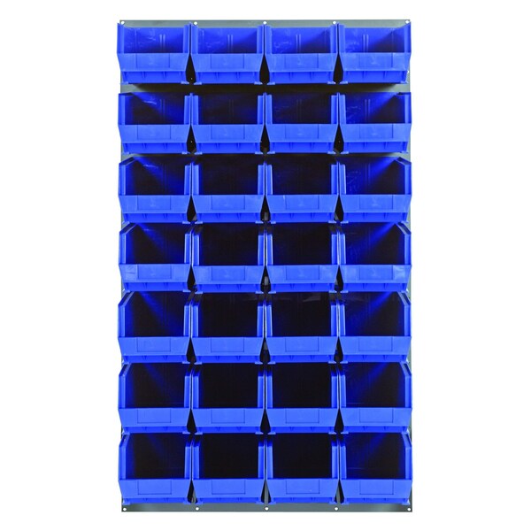 Quantum Storage Systems 36X61 GRAY LOUVERED PANEL WITH BINS BLUE QLP-3661-240-28BL - main