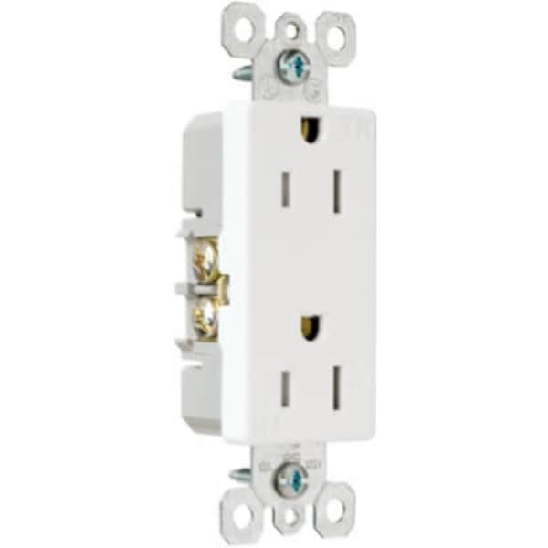 Legrand Pass & Seymour radiant Series Duplex Receptacle, Thermoplastic, White, 2-Pole, 15 A, 125 V, NEMA: 5-15R 885TRWCC12 - main