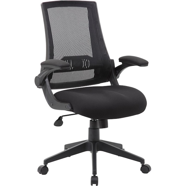Boss Task Chair, Black Back, 27 in W 27" L 44" H, Flip, Mesh Seat B6776-BK - main