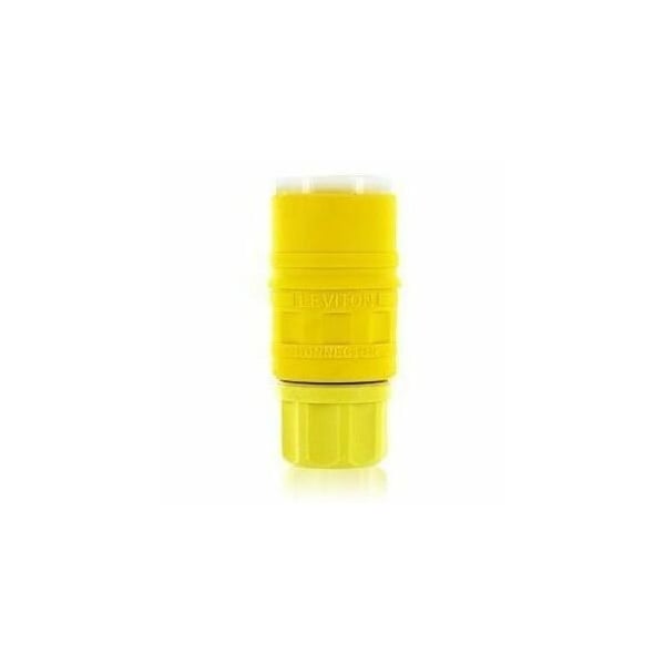 Leviton Watertight Straight Blade Connector, 1-15R, 15 A, 125V AC, 2 Pole, 2 Wire, Screw Terminals, Yellow 79W04-C - main