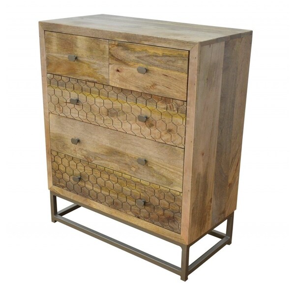 Homeroots 28" Brown Solid Wood Five Drawer Gentleman's Chest 489198 - main