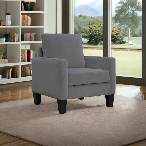 Homeroots 32" Gray and Black Upholstered Arm Chair 526459 - main