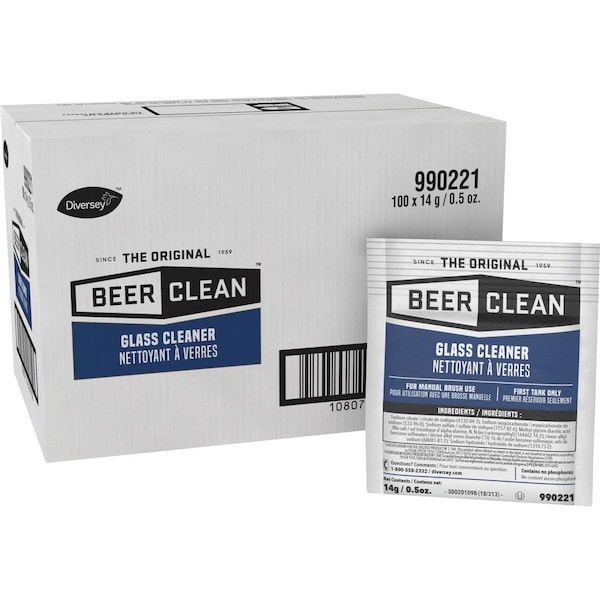 Diversey Beer Clean Glass Cleaner, Powder, .5oz Packet, PK100 990221 - main