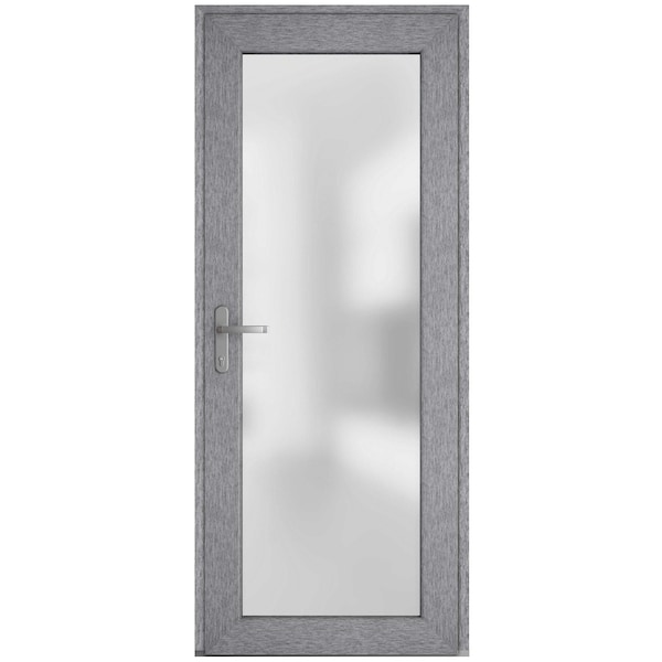 Vdomdoors Front Exterior Prehung FiberGlass Door Frosted Glass / Manux 8102 Grey Ash / Office Commercial and MANUX8102EXD-SS-W30 x H80-RH - main