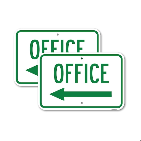Signmission Office With Left Arrow, Heavy-Gauge Aluminum Rust Proof Parking Sign, 18" x 24", A-1824-24917 A-1824-24917 - main